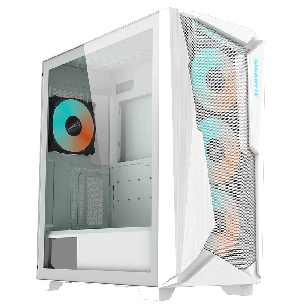 CAGB-C301GW (LS) Gigabyte C301 RGB Tempered Glass E-ATX White Mid Tower Gaming Chassis  2x3.5' 2x2.5' 2xUSB3.0 Detachable Dust Filter Liquid Cooling PSU ATX