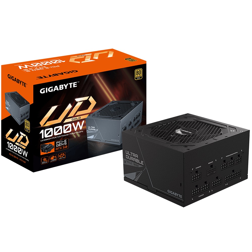 PSG-UD1000GMPG5-2.0 Gigabyte UD1000GM PG5 2.0 1000W ATX PSU Power Supply  80+ Gold >90% 120mm Fan Black Flat Cables Single +12V   >100K Hrs