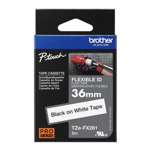 COB-TZE-FX261 Brother TZe-FX261 36mm / 8M Black on White Flexible ID