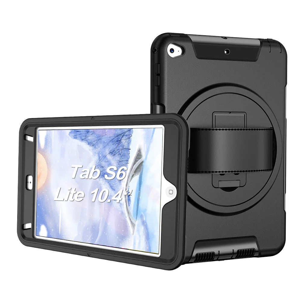 MPA-HDTS6L USP Rugged Samsung Galaxy Tab S6 Lite (10.4') Case Black -  Built-in-Kickstand, Hand & Shoulder Straps, DropProof,5 Years Warranty
