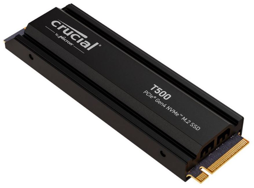 HBC-T500-1TBH-P Crucial T500 1TB Gen4 NVMe SSD w Heatsink - 7300/6800 MB/s R/W 600TBW 1440K IOPs 1.5M hrs MTTF DirectStorage Acronis True Image Adobe Creative Cloud