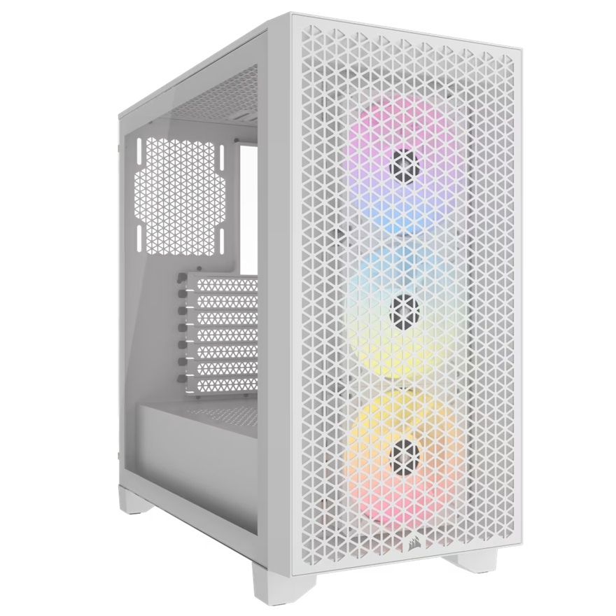 [CAC-3000D-RGB-WH] CAC-3000D-RGB-WH Corsair 3000D RGB AIRFLOW Mid-Tower PC Case - White, ATX, 360 GPU, 170 CPU cooler, 220 PSU, 3x AR120 RGB, 2x USB-A Gen 1