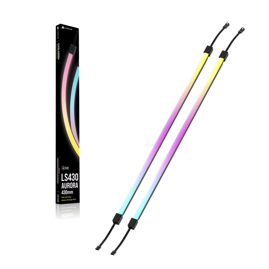 CAC-LS350-RGB-430 Corsair LS430 Aurora RGB Light Strips - 430mm – 430×10×10mm, black, magnetic mount, addressable LEDs, iCUE compatible, flexible