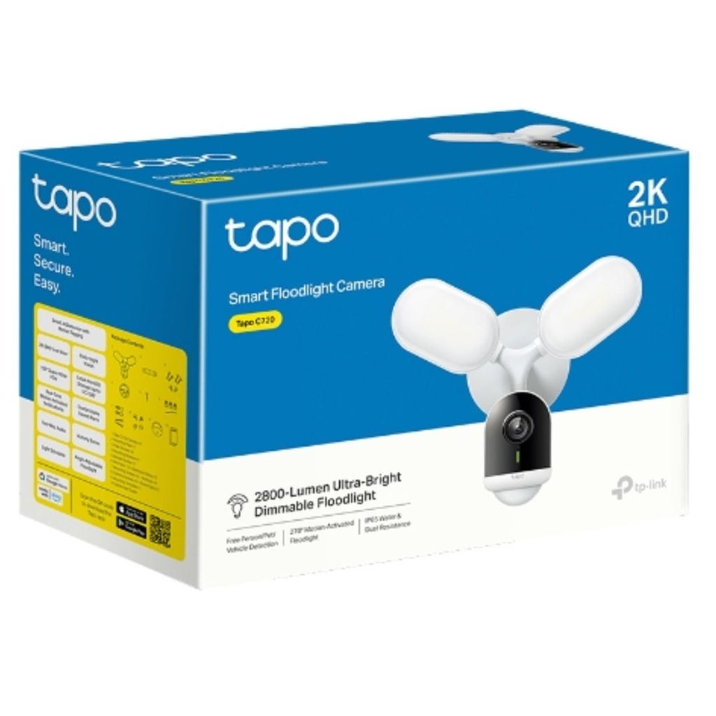 HETL-TCC720 TP-Link Tapo C720 Tapo Smart Floodlight Camera 2K QHD 2800-Lumen Ultra-Bright Floodlight