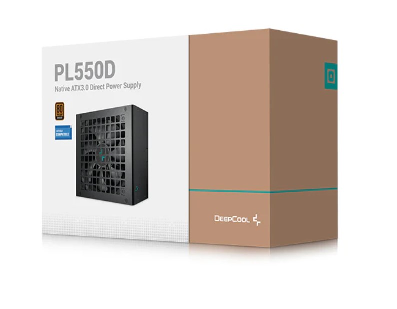 PSD-PL550D DeepCool PL550D 550W 80+ Bronze Certified Non-Modular ATX Power Supply(Direct Cable), 120mm Fan, DC to DC, ATX3.1, 100,000 MTBF, 85% Efficiency