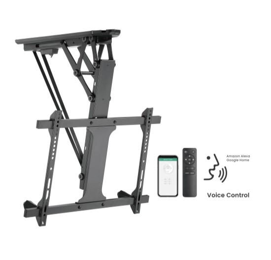 MABT-PLB-M0546AI Brateck PLB-M0546AI Smart Flip Down TV Ceiling Mount Powered by TUYA Support most 32' ~ 70' TVs (Black) (LS)