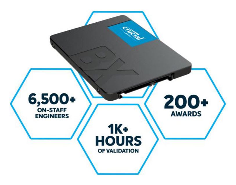 HBC-BX500-4TB Crucial BX500 4TB 2.5' SATA3 6Gb/s SSD - 3D NAND 540/500MB/s 7mm 1.5 mil MTBF 3yr wty Acronis True Image Solid State Drive
