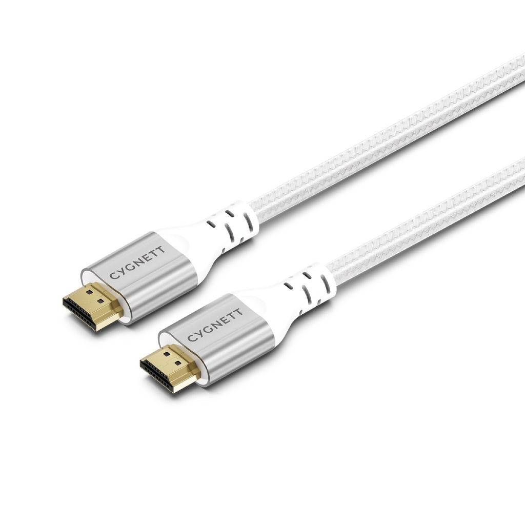 MPA-CY4864CYHDC Cygnett Unite 8K HDMI to HDMI Cable (1.5M) - White(CY4864CYHDC), Braided, Supports 8k (60Hz) & 4k (120Hz), 48Gbps Bandwidth,2 Years Warranty