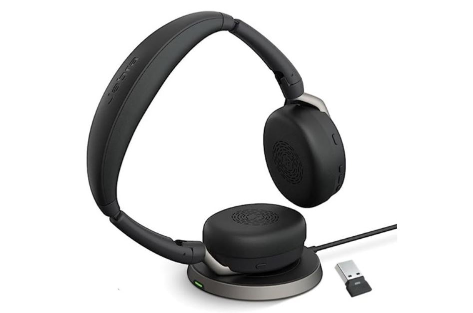 [SPJ-EVL2-65F-MS-A-ST] SPJ-EVL2-65F-MS-A-ST Jabra Evolve2 65 Flex MS Stereo Bluetooth Headset, Link380a USB-A Dongle & Wireless Charging Stand Foldable Design, 2Yr Warranty, 30m Wireless Range
