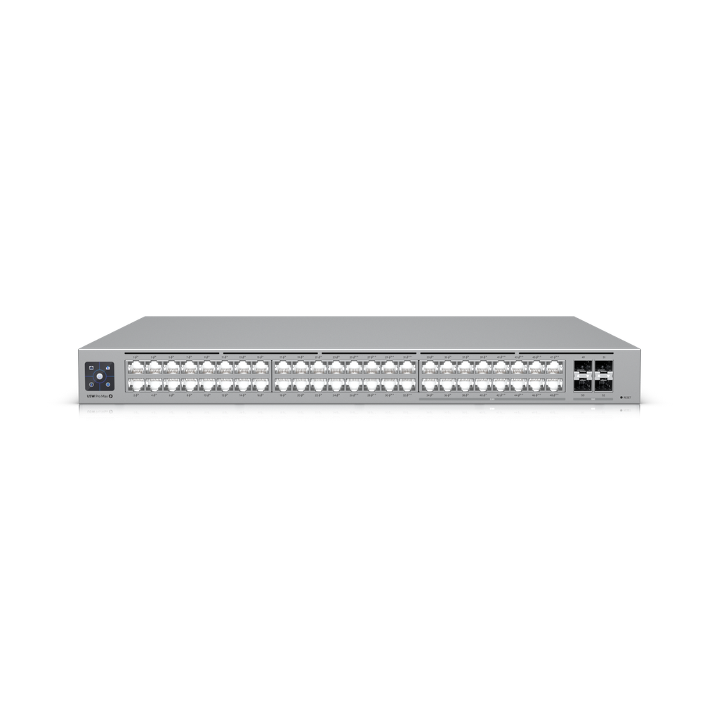 NHU-USW-PRO-M-48-POE Ubiquiti UniFi Network, Switch, 48-Port,  POE 720W, (16) 2.5 GbE ports, 8 PoE+, 8 PoE++, (4) 10G SFP+ Ports,  Layer3,  Rack Mount,