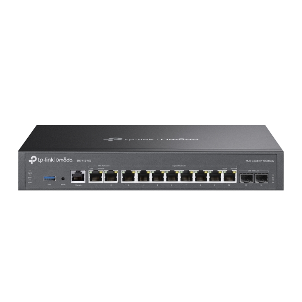 NWTL-ER7412-M2 TP-Link ER7412-M2 Omada Multi-Gigabit VPN Router, Quad-core CPU, 2x2.5Gbps RJ45, 10x Gigabit WLAN/LAN Ports(2x SFP), 1x USB3.0, MultiWAN Load Balance