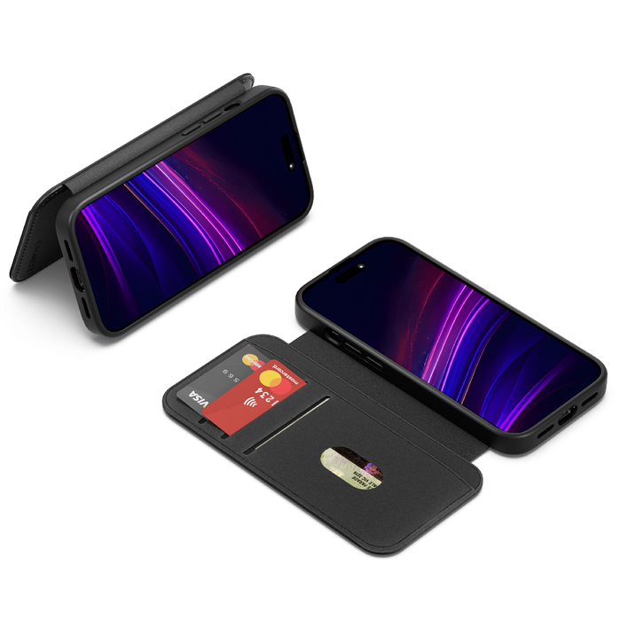 MPA-CGMWAISPRCBLK Cgnett MagWallet Apple iPhone 16 Pro (6.3') Case -Black(CY5022MAGWT),360° Protection,Multi-Angle,3x Card Slots,4FT DropProof,2 Years Warranty