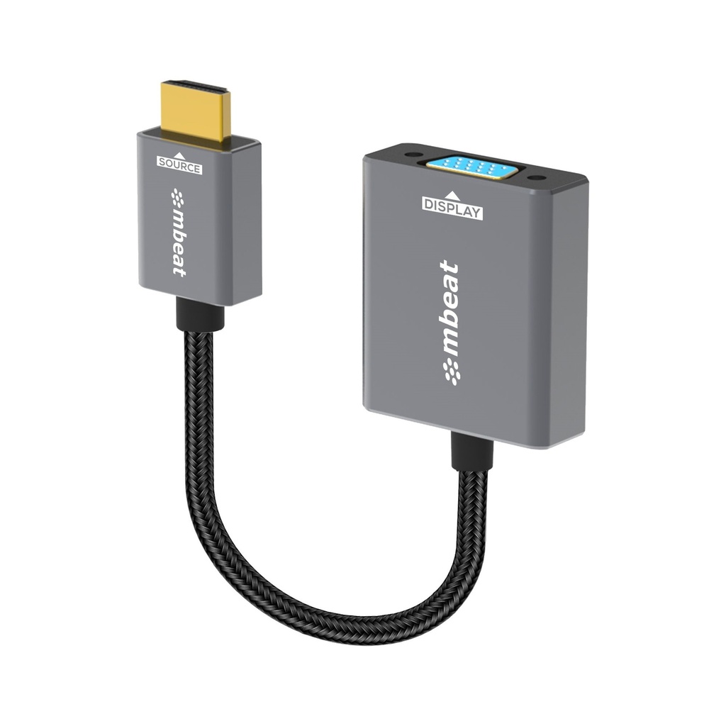 CBMB-MB-XAD-HDVGA mbeat® Tough Link HDMI to VGA Adapter  HDMI Support Version: 2.1  Cable Length: 15cm  Up to 1080p@60Hz (1920×1080).Package Weight: 61.7g