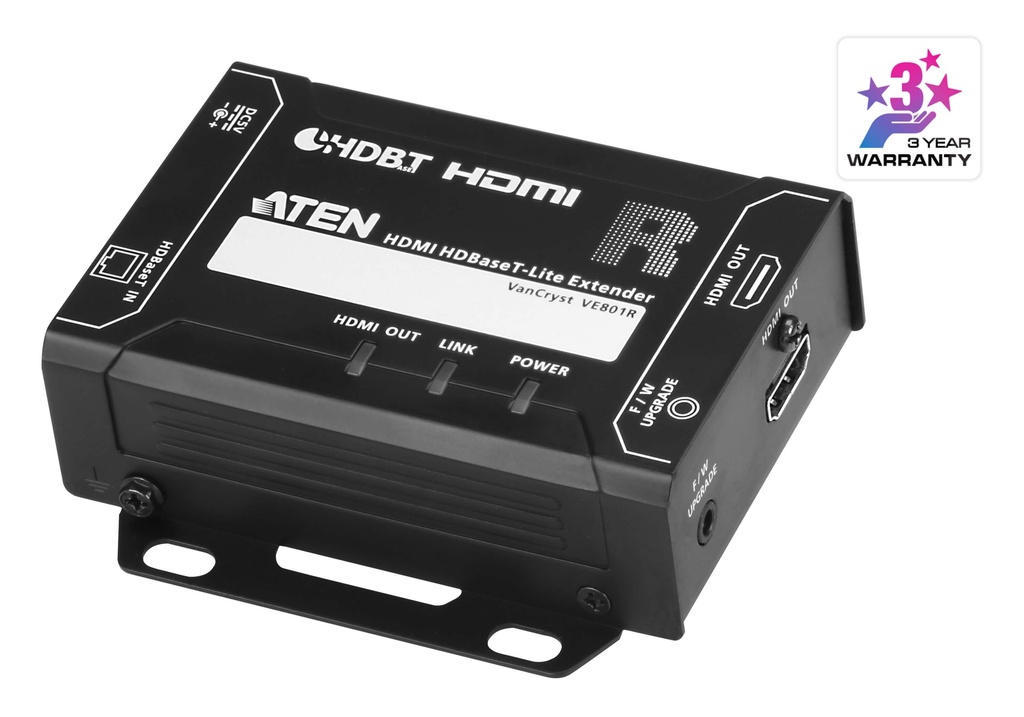 KVA-VE801R Aten HDMI HDBaseT-Lite Receiver, supports 1080p @ 70m and 4096 x 2160 @ 30 HZ (4:4:4) @ 40m over Cat 6A