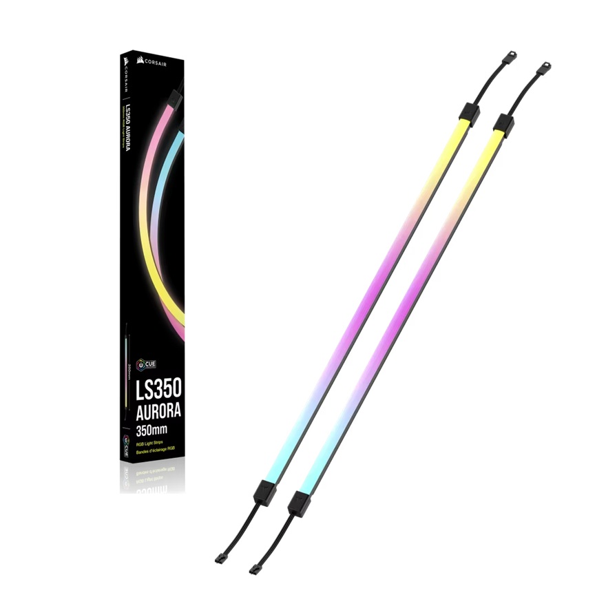 CAC-LS350-RGB-350 Corsair LS350 Aurora RGB Light Strips - 350mm – 350×10×10mm, black, magnetic mount, addressable LEDs, iCUE compatible, flexible
