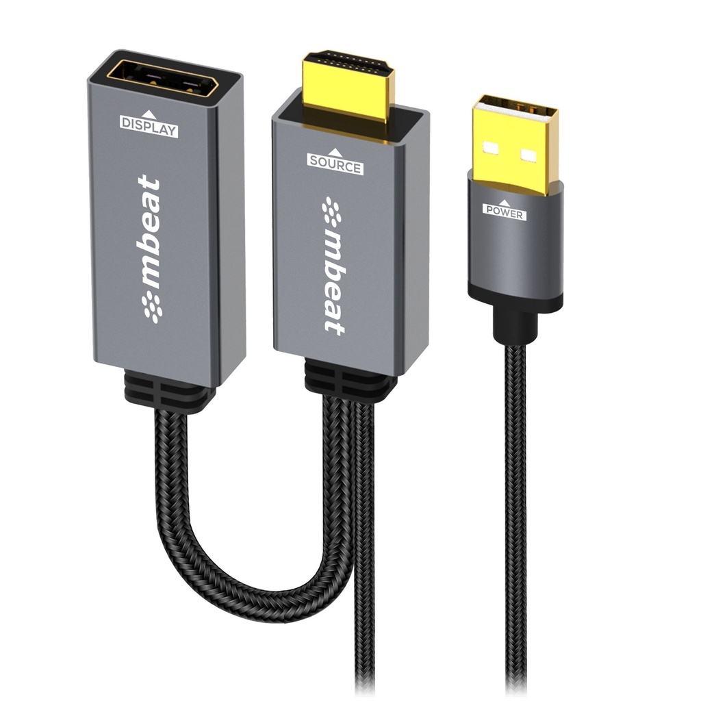 CBMB-MB-XAD-HDDPU mbeat® Tough Link HDMI to DisplayPort Adapter with USB Power  Seamless Signal Transfer  Plug-and-Play Convenience Cable Length: 15cm Package