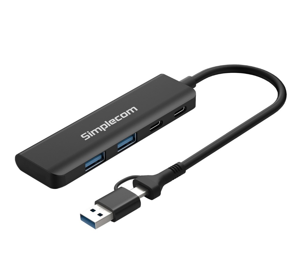 HXSI-CH385 Simplecom CH385 SuperSpeed USB-A and USB-C 4-Port Combo Hub USB 3.2 Gen 1 (2x USB-A and 2x USB-C Ports)