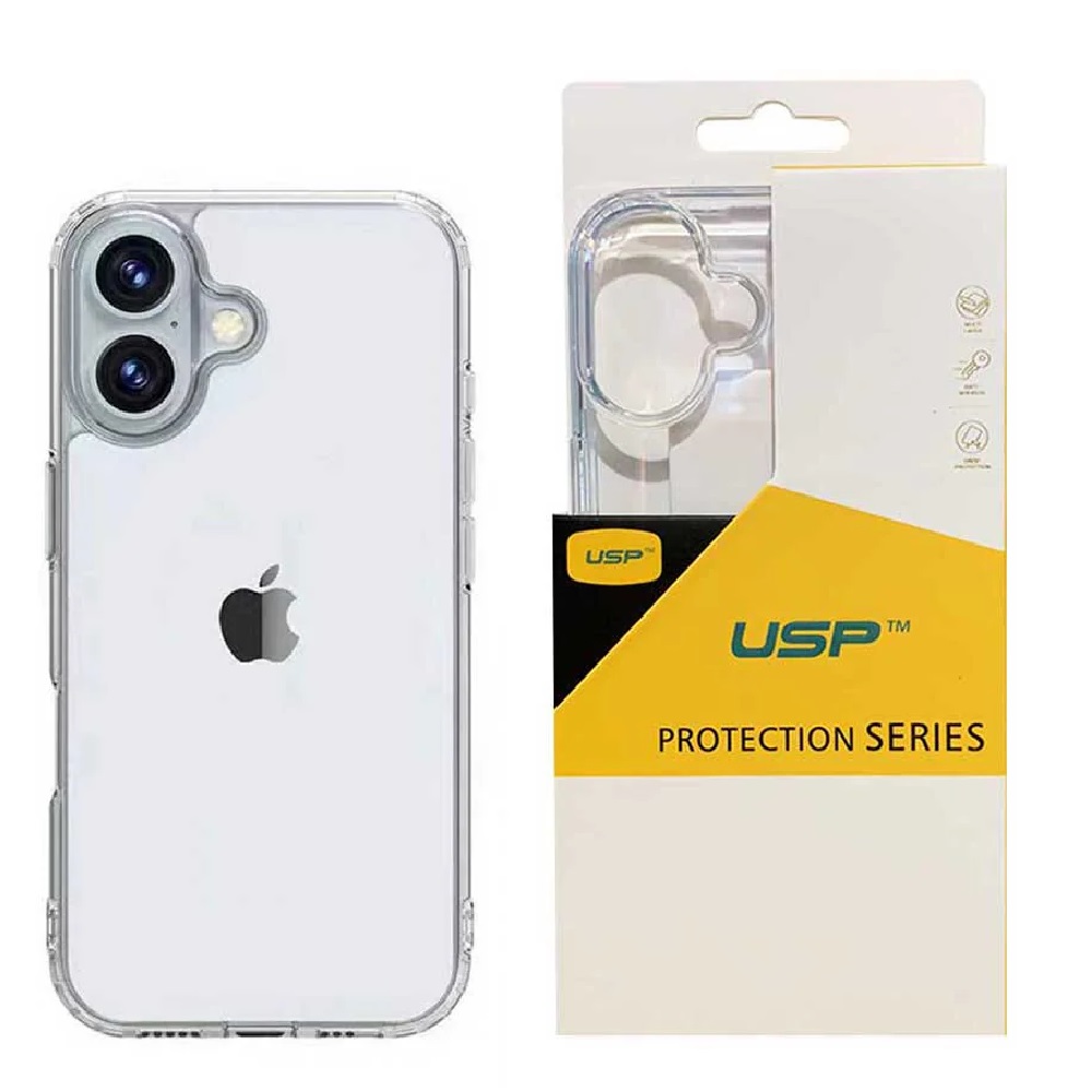 [MPA-6976552042147] MPA-6976552042147 USP Apple iPhone 16 (6.1') Clear Rock Shockproof Case -  Ultra-thin, Lightweight, Non-slip, Crystal Clear,Strong & Durable,  5 Years Warranty
