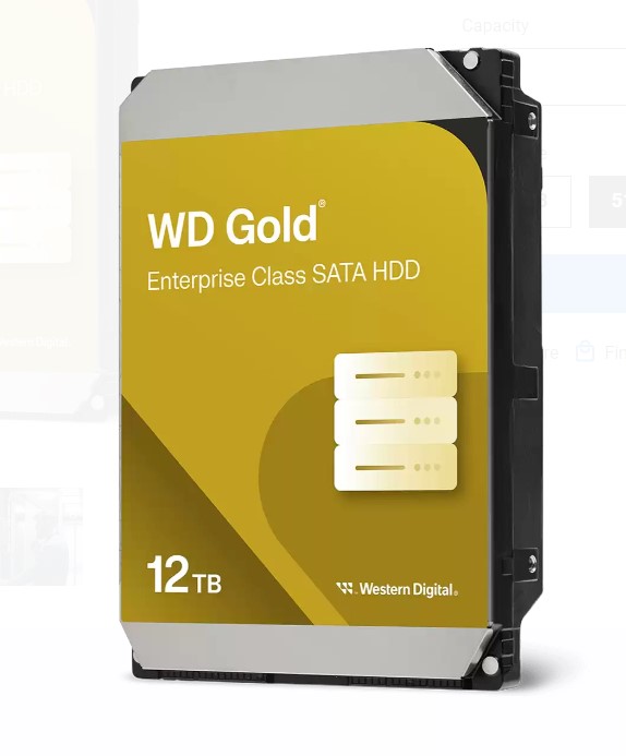 HAWD-WD122KRYZ Western Digital Gold 12TB 3.5' Enterprise Class SATA 6 Gb/s HDD 7200 RPM Cache Size  256MB 5-Year Limited Warranty