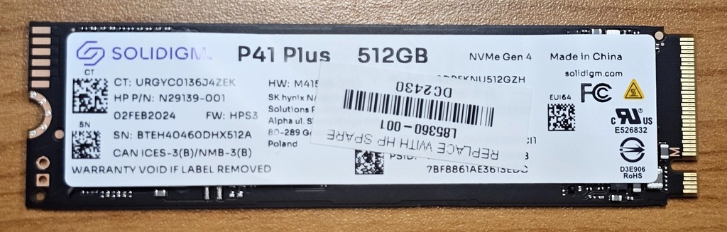 HBO-NVM2-512G OEM 512GB Gen4 NVMe SSD 3500/1625MB/s R/W 200TBW 220K/300K IOPS 1.5M hrs MTTF PCIe 4 M.2 2280 1yr wty >500GB (not Crucial)