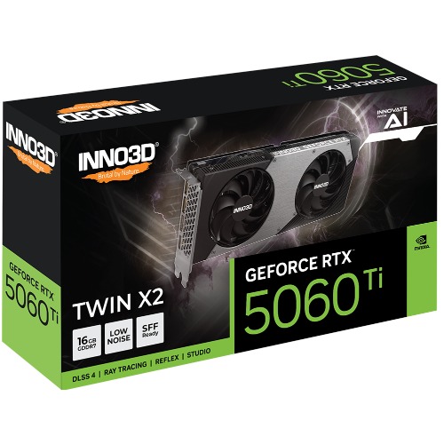 VCI-RTX5060TI-TWX216 INNO3D nVidia GeForce RTX 5060 Ti TWIN X2 16GB GDDR7, 2572MHz Boost Clock, RAM 28Gbps, 3xDP, 1xHDMI 250x116x41mm