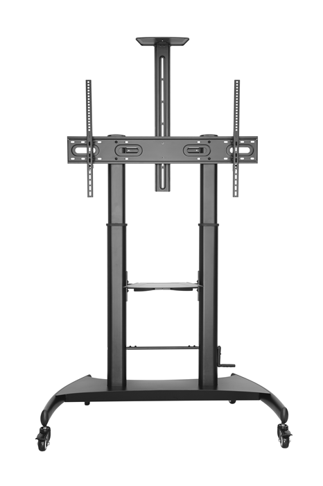 [MABT-TTL06H-610TW] MABT-TTL06H-610TW Brateck Large Screen Telescopic Height-Adjustable Steel TV Cart with Crank Handle Fit 60'-100' Up to 100kg- Matte Black （LS）