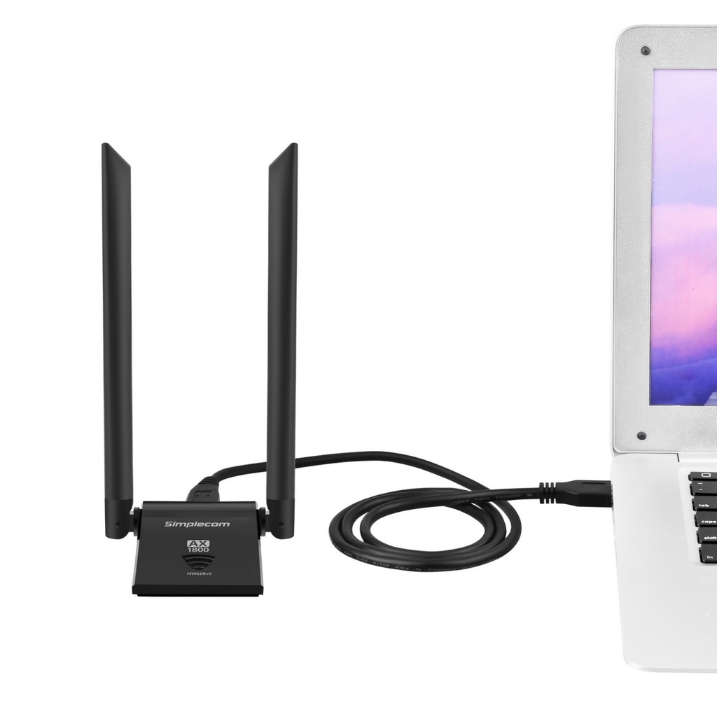 [HXSI-NW628V2] HXSI-NW628V2 Simplecom NW628v2 AX1800 Dual Band WiFi 6 USB Adapter with 2x 5dBi High Gain Antennas