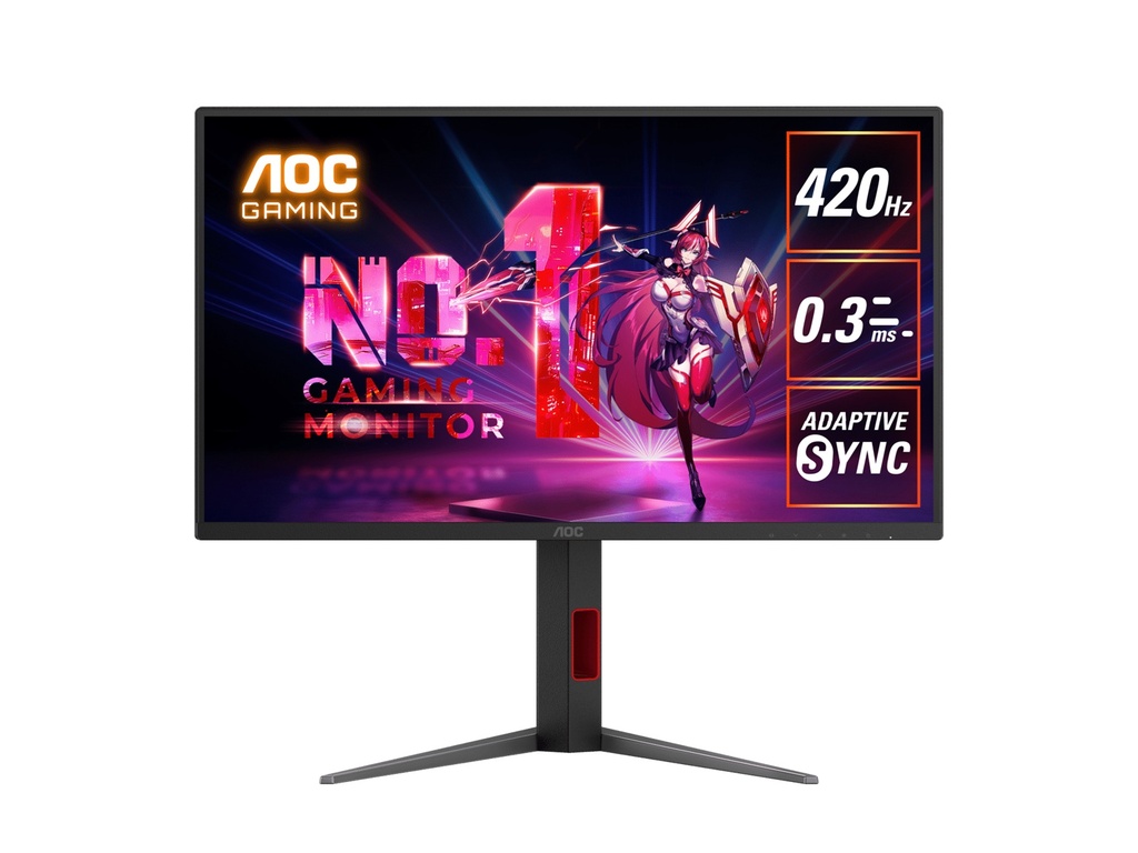 MNAO-25G4K AOC 24.5' 420Hz Gaming Monitor: Fast IPS, FHD @420Hz, 0.3ms MPRT, 350 nits, sRGB 110%, DP/HDMI, height/swivel/pivot tilt, VESA mount