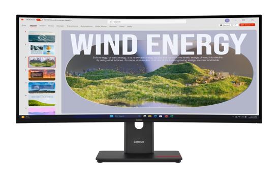 MNLEN-T34WD-40 LENOVO ThinkVision T34WD-40 34' 120Hz WQHD Monitor 1500R Curve 4K 3440x1440 21:9 Height Adjustable Tilt Swivel USB-C Dock 100W PD DP HDMI LAN 3xUSB-A