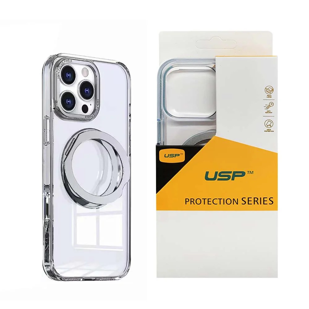 MPA-6976552044035 USP Apple iPhone 17 Pro (6.3') Clear Case with MagSafe - 360° Rotatable Ring-Stand,Scratch Resistant,Shockproof,5 Years Warranty