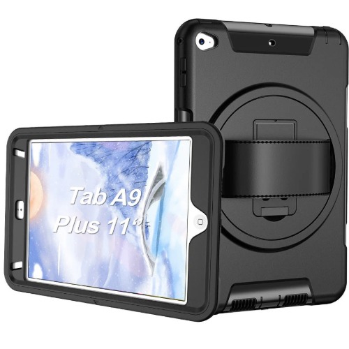 MPA-HDTA11A9PLUS USP Rugged Samsung Galaxy Tab A11+ / Tab A9+ (11') Case Black - Built-in-Kickstand, Hand & Shoulder Strap, DropProof,5 Years Warranty