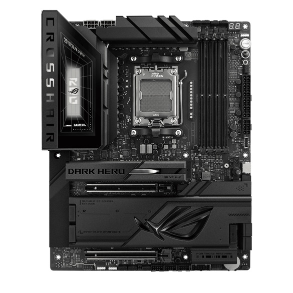 MBA-X870E-ROG-DARK-HERO ASUS AMD ROG CROSSHAIR X870E DARK HERO (AM5) ATX Motherboard, AM5, DDR5 256GB, PCIe 5.0, 5x M.2, Wi-Fi 7, 10GbE+5GbE, USB4, ATX, 2yr wty
