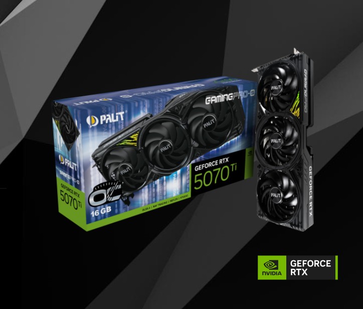 VCPA-RTX5070TI-GROC-S-16G PALIT RTX5070Ti GAMINGPRO-S OC 16GB GDDR7 256bit 3-DP HDMI NE7507TS19T2-GB2031U