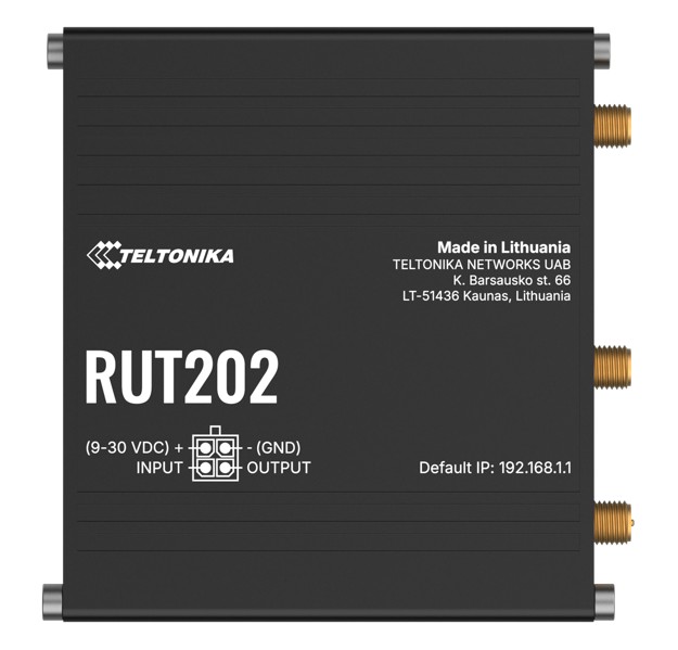 NHT-RUT202 Teltonika RUT202 Dual Sim Industrial LTE Cat 4 Router, Automatic Failover, Dual Ethernet Ports and LTE + Wi-Fi Support, PSU included