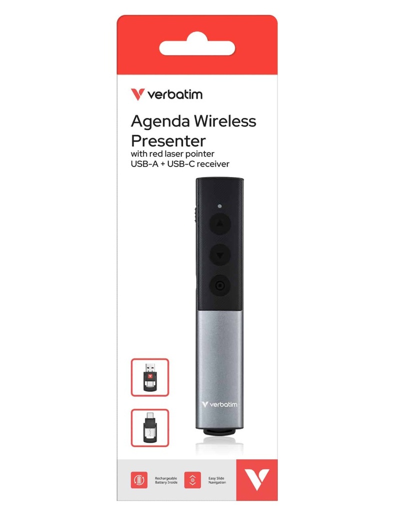 PV-32366 Verbatim Agenda Wireless Presenter with Red Laser Pointer