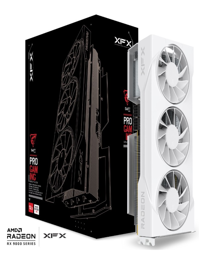 [VCX-9070GRE-12GB-WH] VCX-9070GRE-12GB-WH XFX Swift AMD Radeon RX 9070GRE White Triple Fan Gaming Edition with 12GB GDDR6 HDMI 3xDP, AMD RDNA™ 4 (RX-97GRE29W7)