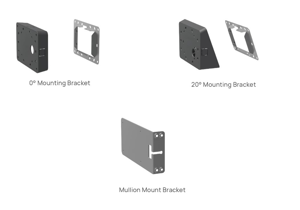 IPY-ROOMPANEL-MK Yealink RoomPanel Mount Kits, Device Compatibility RoomPanel, 0° Mounting Bracket, 20° Mounting Bracket, Mullion Mount Bracket