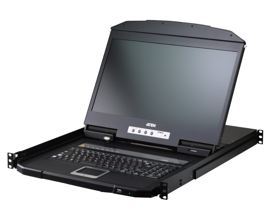 KVA-CL3708INW-ATA-AU ATEN 8-Port USB HDMI Single Rail LCD KVM over IP Switch, 18.5' LCD screen with Full HD resolution of 1920 x 1080, 1U short-depth