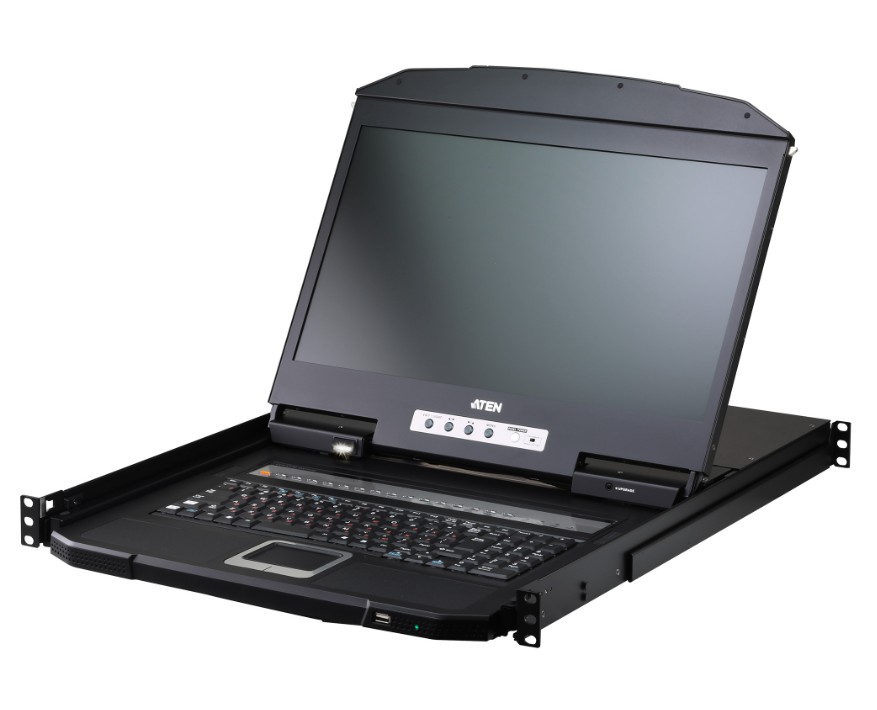 KVA-CL3716INW-ATA-AU ATEN 16-Port USB HDMI Single Rail LCD KVM over IP Switch, 1U short-depth, 18.5' LCD screen with Full HD resolution of 1920 x 1080
