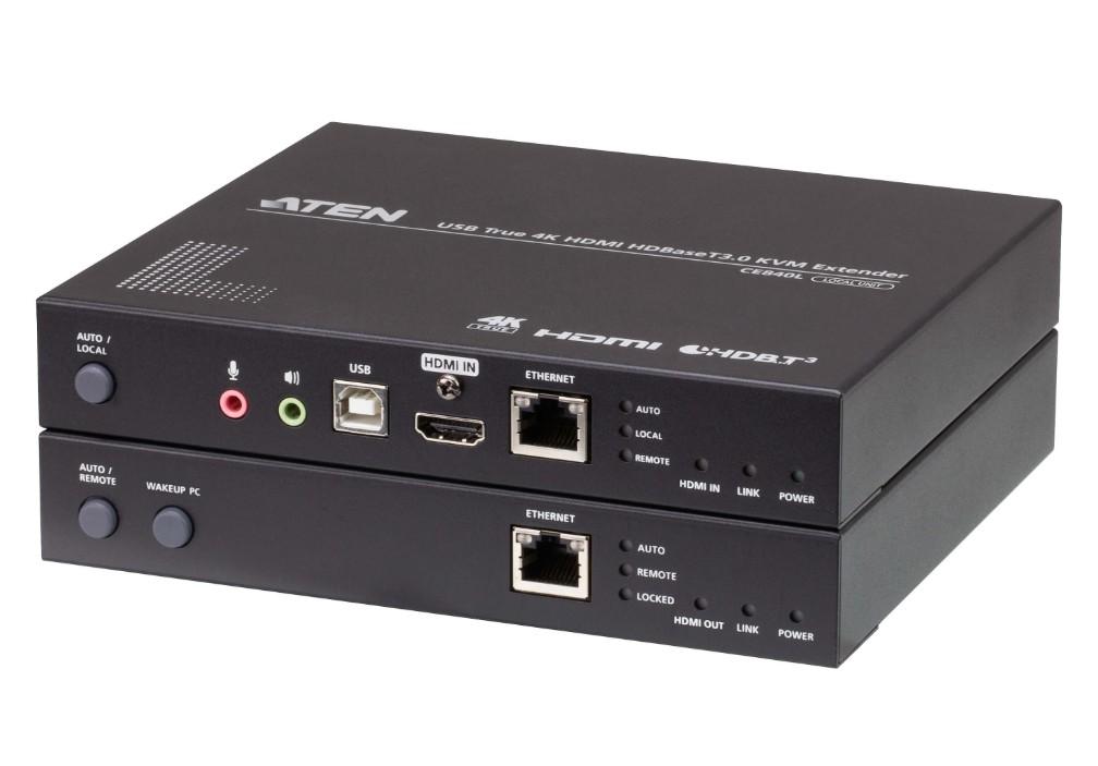 KVA-CE840-AT-U ATEN USB True 4K HDMI HDBaseT 3.0 KVM Extender with Audio, RS232 and Ethernet Signal Transmission - Supports 4K @ 100m, 1x CE840L + 1x CE840R
