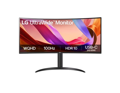 MNL-34BQ65VA-B LG 34' UltraWide™ 100Hz WQHD Curved (1800R) Monitor, 3440x1440, 3-side Virtually Borderless Design, sRGB 99%, HDR10, USB-C 65W PD