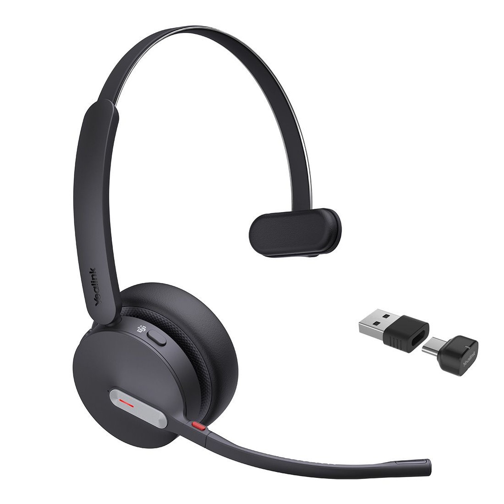 IPY-BH70-M-MS-CA Yealink BH70 Bluetooth Wireless Mono Headset Microsoft Teams, 3 mic noise cancellation Talk time up to 35h BT51 C Dongle with Type A Adaper