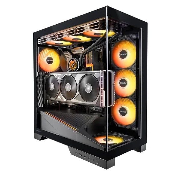 [CAO-AQ9ARGB] CAO-AQ9ARGB OKINOS AQ9 ARGB,Pre-Installed 5×120mm ARGB PWM Fan, ATX Mid Tower PC Case,Computer case with Panoramic View,Tempered Glass Side Panel,Type C Port