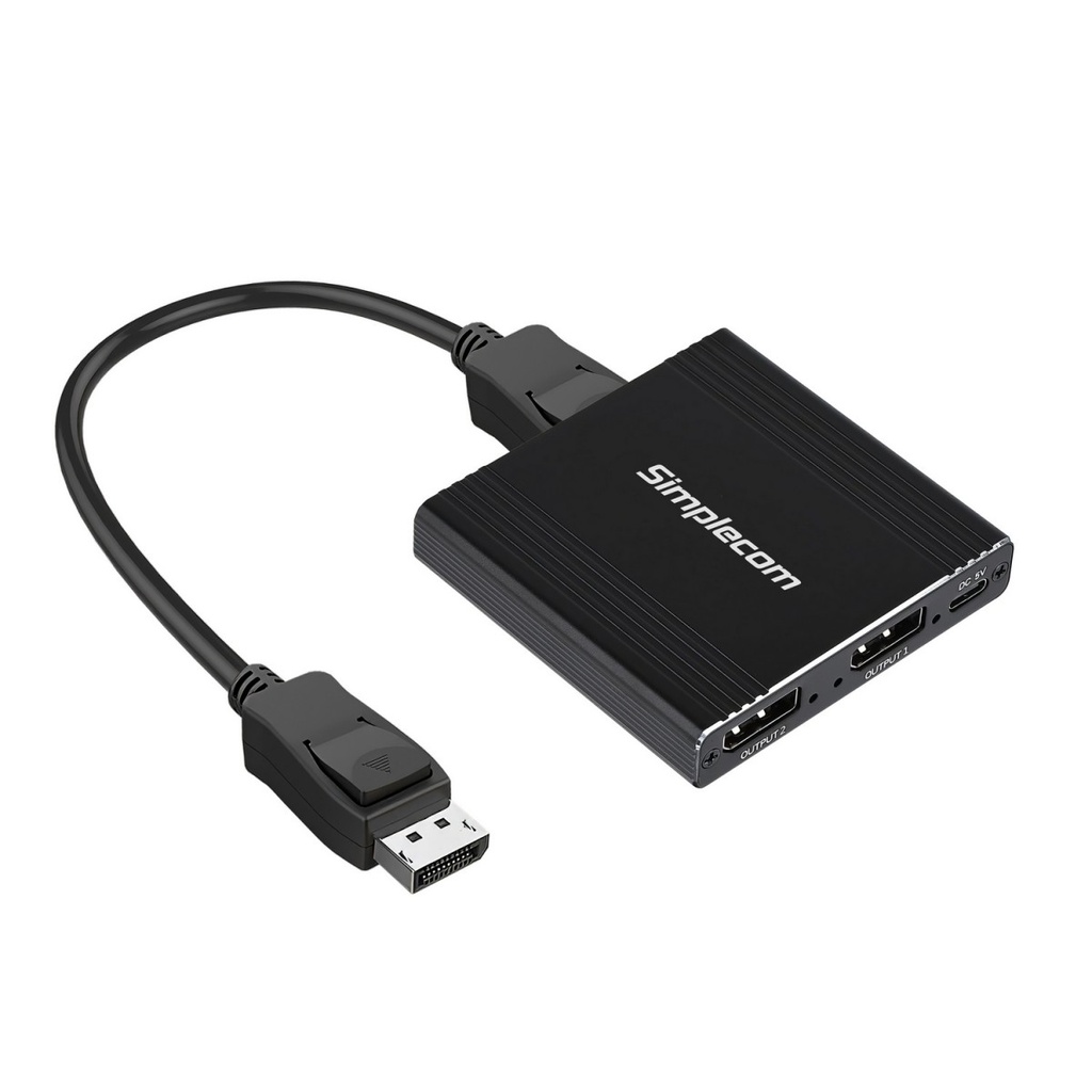 CBSI-CM214 Simplecom CM214 DisplayPort Splitter 1 IN 2 OUT MST Hub for Dual Extended Screens 4K DP 1.4