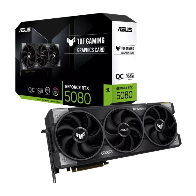 VCA-RTX5080-O16G-TUF ASUS nVidia GeForce TUF Gaming RTX™ 5080 16GB GDDR7 OC Edition,10752CUDA, 2730MHz,16GBGDDR7, 30Gbps, 256bit, PCIe5.0, 7680x4320, HDMI2.1b, DP2.1b