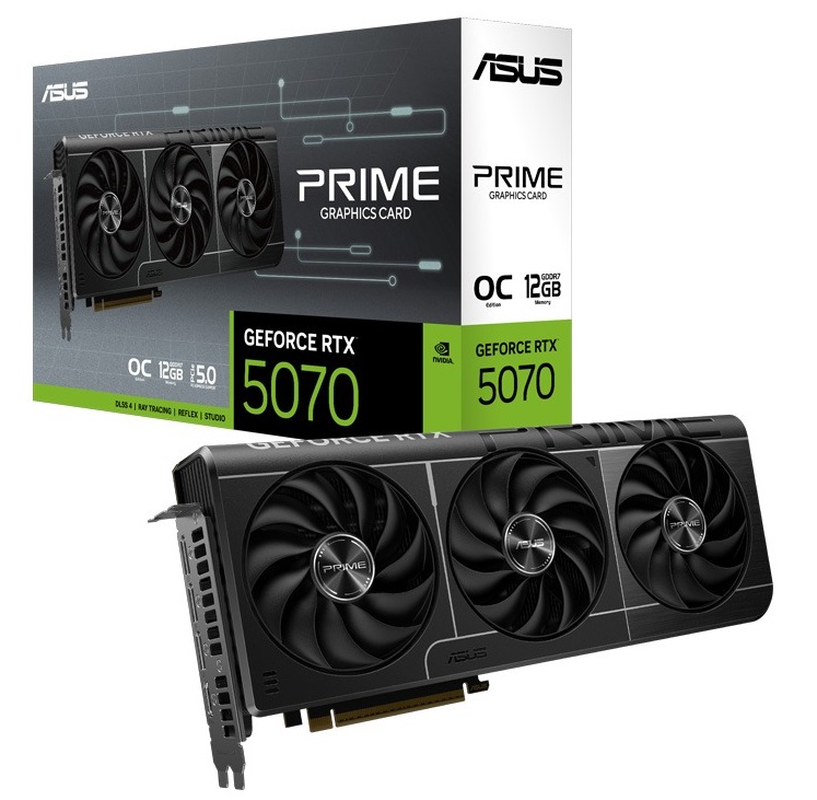 VCA-RTX5070-O12G-PRI ASUS nVidia GeForce PRIME-RTX5070-O12G RTX 5070 12GB GDDR7 OC Edition 2557MHz Boost Clock, RAM 28Gbps, 1005 AI TOPs, Digital Max Resolution 7680 x 432