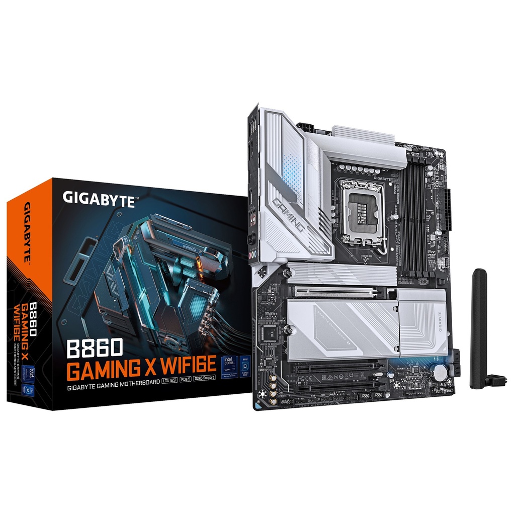 MBG-B860GAMINGXWF6E Gigabyte M/B B860 GAMING X WIFI6E,  Intel ® B860, 4 x DDR5 up to 256 GB, 1x HDMI, 3 x PCI Express x16, 3 x M.2, 4 x SATA, 5 x USB 3.2