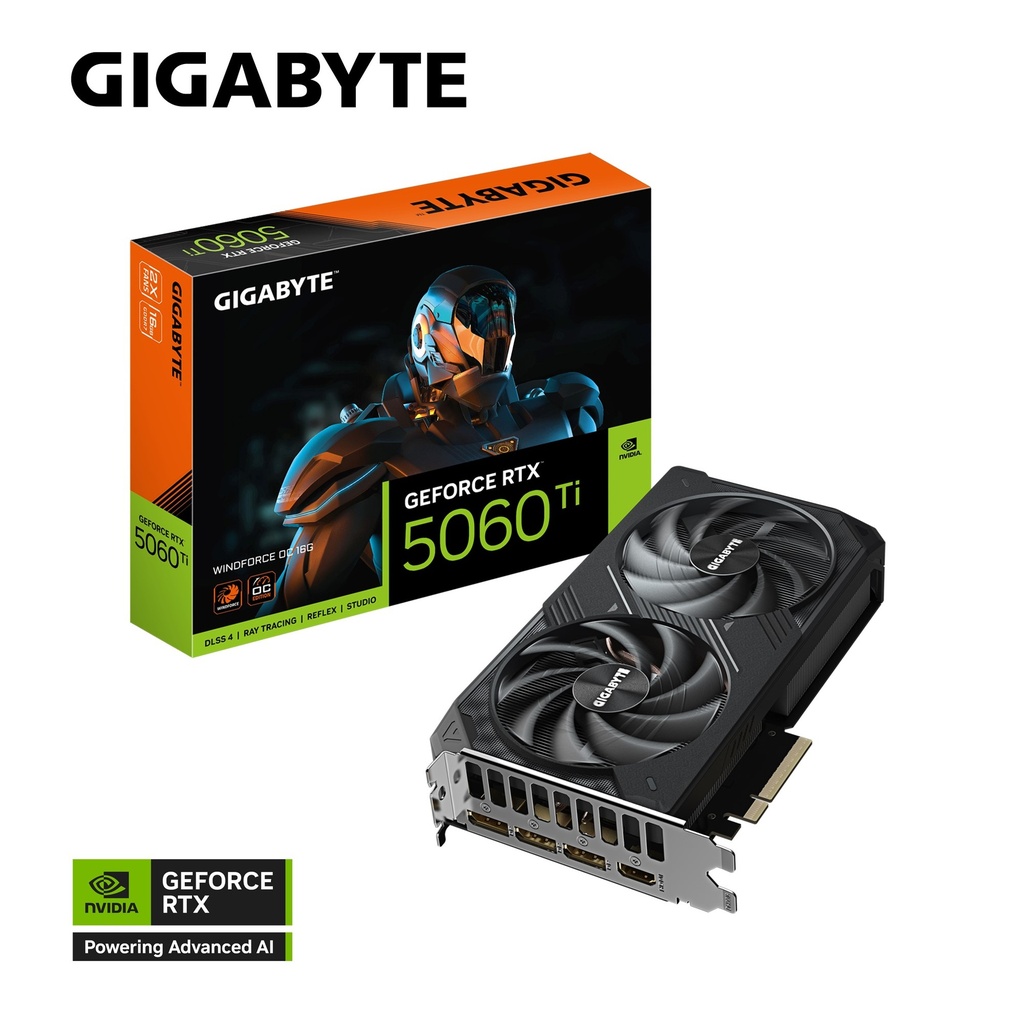 VCG-N506TWF2OC-16GD Gigabyte GeForce RTX™ 5060 Ti WINDFORCE OC 16G, 2587 MHz, CUDA TBD, 28 Gbps, GDDR7, 128 bit, PCI-E 5.0, PSU 650W, DisplayPort 2.1b *3 HDMI 2.1b *1