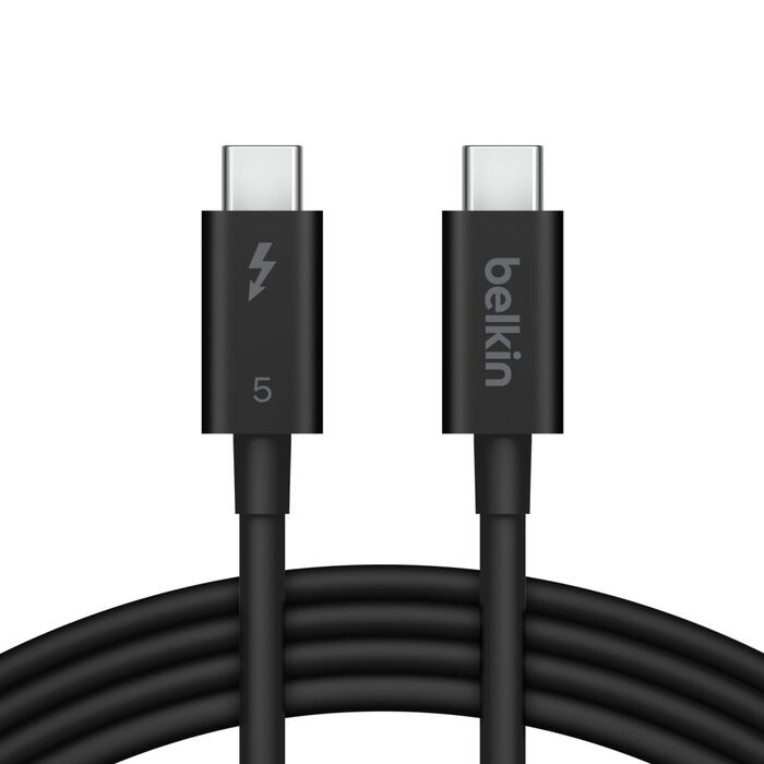 [MPA-INZ005FQ1MBK] MPA-INZ005FQ1MBK Belkin Connect Thunderbolt 5 USB-C to USB-C Cable (1M) - Black (INZ005fq1MBK), 5A/240W, 80Gbps, 8K or 4K@540Hz, Durable, 2 Years Warranty