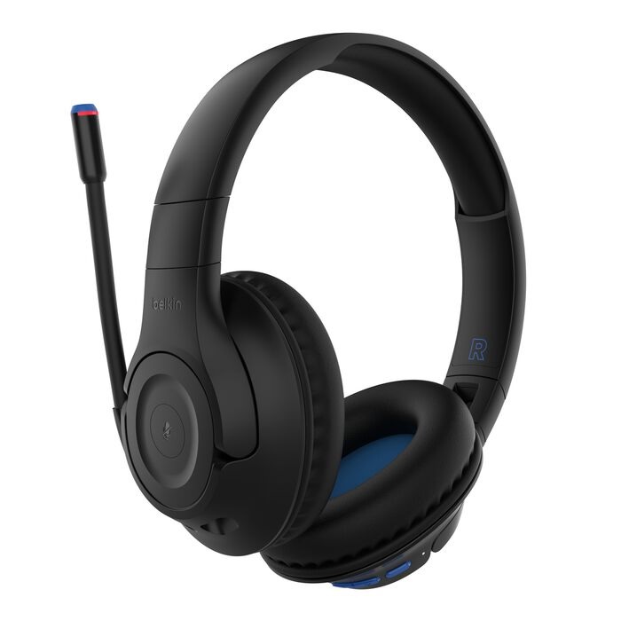 MPA-AUD006BTBLK Belkin SoundForm Inspire Wireless Over-Ear Headset for Kids - Black(AUD006btBLK),35hrs Battery,40mm Drivers,85dB Volume Cap,BT 5.2,2 Years Warranty